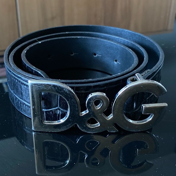 D&G Y2K Crocodile Stamped leather belt from early 2000’s - Picture 2 of 6